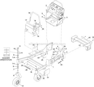 Main Frame Assembly Diagram and Parts List for VTS740PKC52400 (316000000-399999999)(2016) Exmark Lawn Mower