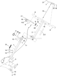 Handle Assembly Diagram and Parts List for SG200HN (312000000-312999999)(2012) Exmark Lawn Tractor Accessories