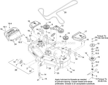 Deck Assembly Diagram and Parts List for LZE600GKA484A2 (315000000-315999999)(2015) Exmark Lawn Mower