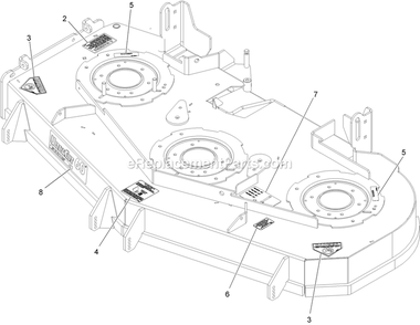 Deck With Decals Assembly Diagram and Parts List for LZE730KA604 (313000000-313999999)(2013) Exmark Lawn Mower