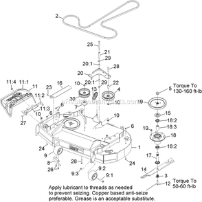 Deck Assembly Diagram and Parts List for PNS20KA443 (920000-999999)(2011) Exmark Lawn Mower