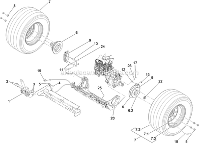 Rear Wheel And Park Brake Assembly Diagram and Parts List for LZS23KC524 (920000-999999)(2011) Exmark Lawn Mower