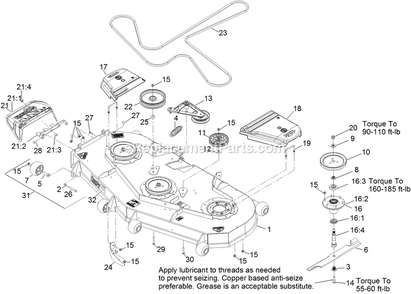 Deck Assembly Diagram and Parts List for LZX980EKC726 (314000000-314999999)(2014) Exmark Lawn Mower
