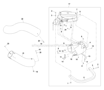 Blower Assembly (2) Diagram and Parts List for LHPUV4448 (510000-599999)(2005) Exmark Lawn Tractor Accessories