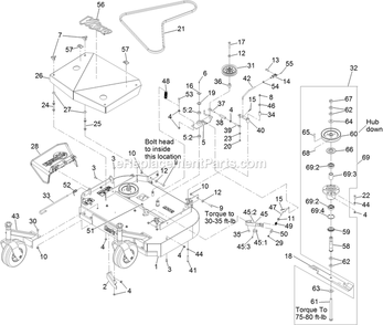Deck Assembly Diagram and Parts List for VHS481GKA36200 (315000000-315999999)(2015) Exmark Lawn Mower