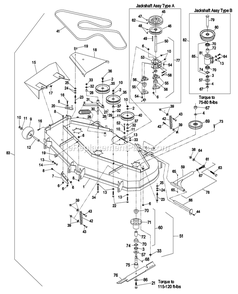 Deck Group (1) Diagram and Parts List for LZ23KA604 (260000-319999)(2001) Exmark Lawn Mower