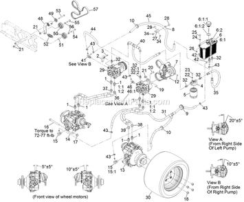 Hydraulic Assembly Diagram and Parts List for NV730EKC48 (313000000-313999999)(2013) Exmark Lawn Mower