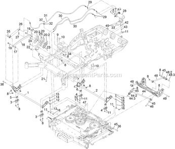 Deck Lift Assembly Diagram and Parts List for LZX980EKC96RW0 (406294345-408644345)(2020) Exmark Lawn Mower