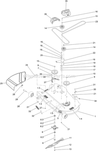 Deck Assembly Diagram and Parts List for QZE725GKC42200 (411294212-999999999)(2022) Exmark Lawn Mower