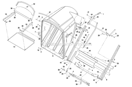 Hopper And Frame Diagram and Parts List for FRCK604 (720000-789999)(2008) Exmark Lawn Tractor Accessories