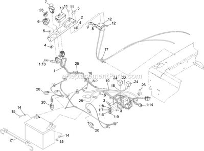 Electrical Group Diagram and Parts List for QSP20BV443 (850000-919999)(2010) Exmark Lawn Mower
