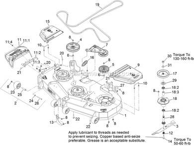 Deck Assembly Diagram and Parts List for LZE730KA604SS (314000000-314999999)(2014) Exmark Lawn Mower