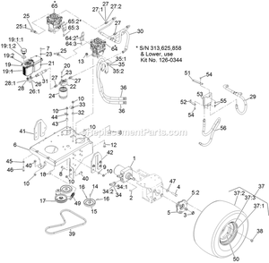 Ground Drive Assembly Diagram and Parts List for VTX730EKC524 (313000000-313999999)(2013) Exmark Lawn Mower