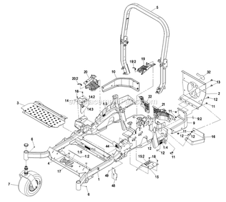 Mainframe Group Diagram and Parts List for LZZ29KCE606 (850000-919999)(2010) Exmark Lawn Mower