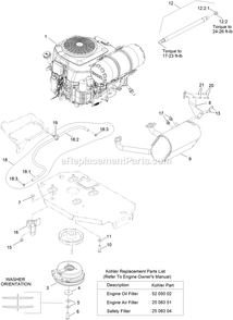 Engine Assembly Diagram and Parts List for LZX740EKC526T0 (315000000-315999999)(2015) Exmark Lawn Mower