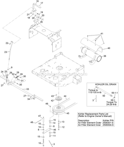 Park Brake And Engine Assembly Diagram and Parts List for TTX640KCE (312000000-312999999)(2012) Exmark Lawn Mower
