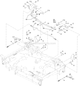 Folding Deck Hydraulic Assembly Diagram and Parts List for LZS88CDYM96RW0 (406294345-408644345)(2020) Exmark Lawn Mower