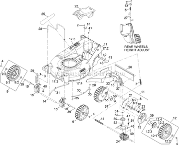 Deck And Wheel Assembly Diagram and Parts List for ECX160CHN21000 (315000000-315999999)(2015) Exmark Lawn Mower