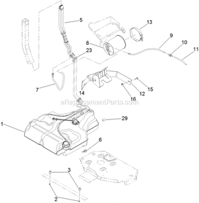 Fuel System Assembly Diagram and Parts List for LZS29EKC724CA (920000-999999)(2011) Exmark Lawn Mower