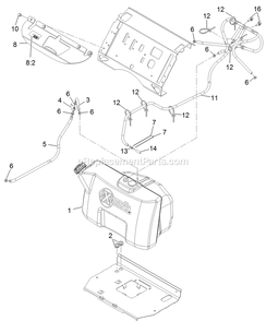 Fuel Tank Mounting Assembly Diagram and Parts List for VT541KA363 (312000000-312999999)(2012) Exmark Lawn Mower