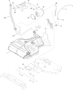 Fuel Tank Assembly (1) Diagram and Parts List for LZX980EKC606W0 (408644346-999999999)(2021) Exmark Lawn Mower