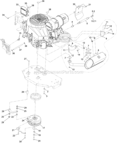 Engine Assembly Diagram and Parts List for LZX980EKC96RW0 (411294212-999999999)(2022) Exmark Lawn Mower