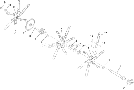 Rh Tine Wheel Assembly Diagram and Parts List for ARX440GKC24000 (402082300-404314158)(2018) Exmark Aerator