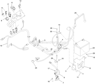 Electrical Assembly Diagram and Parts List for RAE702GEM44300 (404314159-406294344)(2019) Exmark Lawn Mower