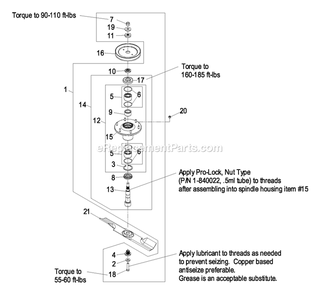 Spindle Assembly Diagram and Parts List for LZ30KC665 (600000-669999)(2006) Exmark Lawn Mower