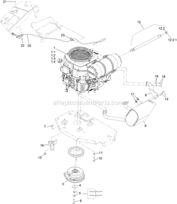 Engine Assembly Diagram and Parts List for LZS740PKC60400 (402082300-404314158)(2018) Exmark Lawn Mower