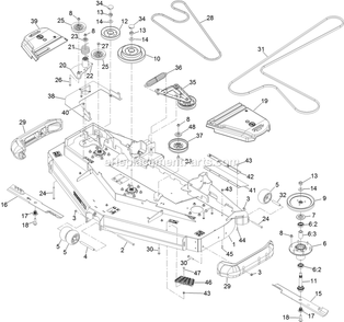Deck Assembly Diagram and Parts List for LZE751GKA72RA1 (404314159-406294344)(2019) Exmark Lawn Mower
