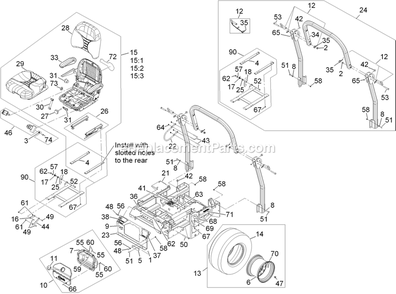 Main Frame Assembly Diagram and Parts List for LZD25KD725 (920000-999999)(2011) Exmark Lawn Mower