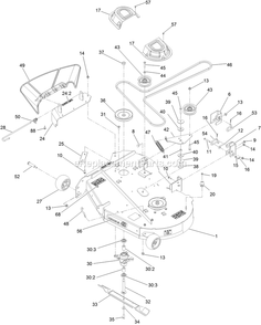 Deck Assembly Diagram and Parts List for QZE702GEM42200 (404314159-406294344)(2019) Exmark Lawn Mower