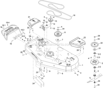 Deck Assembly Diagram and Parts List for VTS740PKC52400 (402082300-404314158)(2018) Exmark Lawn Mower