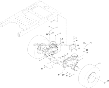 Hydro Transaxle Drive And Rear Wheel Assembly Diagram and Parts List for QTE452CEM42100 (316000000-399999999)(2016) Exmark Lawn Mower
