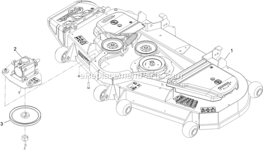 Deck Assembly With Gearbox Diagram and Parts List for LZS80TDYM604W0 (406294345-408644345)(2020) Exmark Lawn Mower