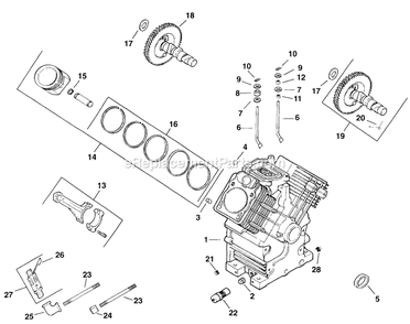 Crankcase Diagram and Parts List for LZ22KC604 (190000-219999)(1999) Exmark Lawn Mower