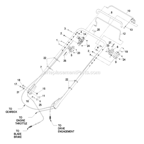 Handle Assembly Diagram and Parts List for M266KASPC (510000-599999)(2005) Exmark Lawn Mower