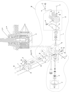 Rh Hydro Assembly Diagram and Parts List for LZE751GKA524A2 (404314159-406294344)(2019) Exmark Lawn Mower