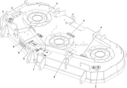 Deck With Decals Diagram and Parts List for TTX691CKA60400 (315000000-315999999)(2015) Exmark Lawn Mower