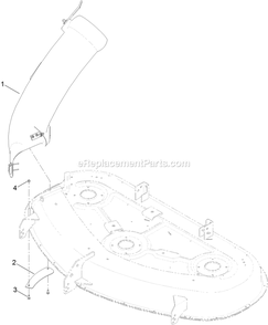 50 Inch Chute Mounting Assembly Diagram and Parts List for 126-7507 (402082300-404314158)(2018) Exmark Lawn Tractor Accessories