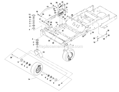 Frame Group (2) Diagram and Parts List for PHZ19KA344CA (720000-789999)(2008) Exmark Lawn Mower