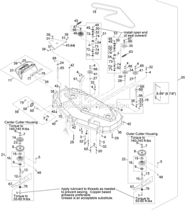 Deck Assembly Diagram and Parts List for TTX650EKCE604N (313000000-313999999)(2013) Exmark Lawn Mower