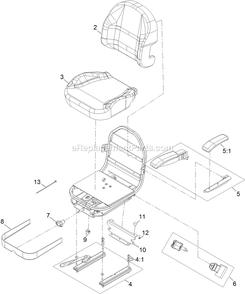 Seat With Tracks Assembly Diagram and Parts List for PNS710GKC483A4 (315000000-315999999)(2015) Exmark Lawn Mower