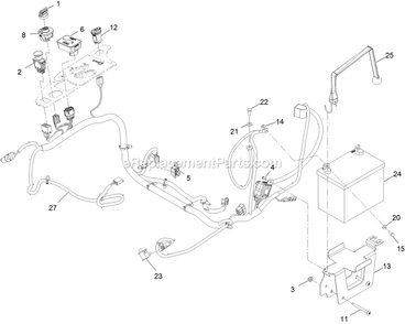 Electrical Assembly Diagram and Parts List for RAX730GKA604A3 (402082300-404314158)(2018) Exmark Lawn Mower