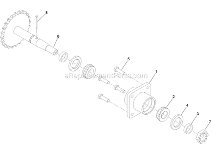 Axle And Bearing Assembly Diagram and Parts List for ARX481CKA30000 (316000000-399999999)(2016) Exmark Aerator