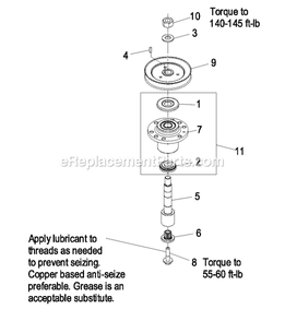 Cutter Housing Assembly (1) Diagram and Parts List for LZAS22KA484CA (850000-919999)(2010) Exmark Lawn Mower