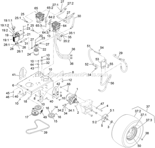 Ground Drive Assembly Diagram and Parts List for VTX740EKC604 (314000000-314999999)(2014) Exmark Lawn Mower