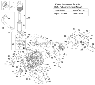 Engine Assembly Diagram and Parts List for LZD25KD725 (920000-999999)(2011) Exmark Lawn Mower