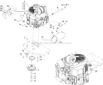 Engine Assembly Diagram and Parts List for LZE751CKA524A2 (402082300-404314158)(2018) Exmark Lawn Mower